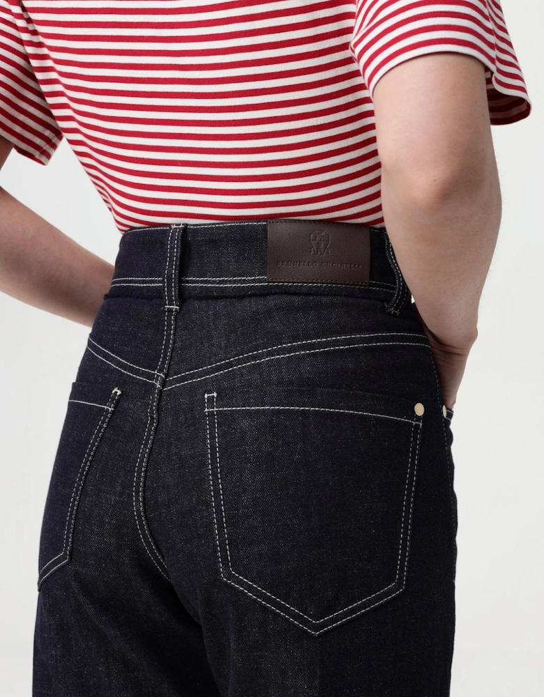 Wide Leg Jeans with Cuffed Hems