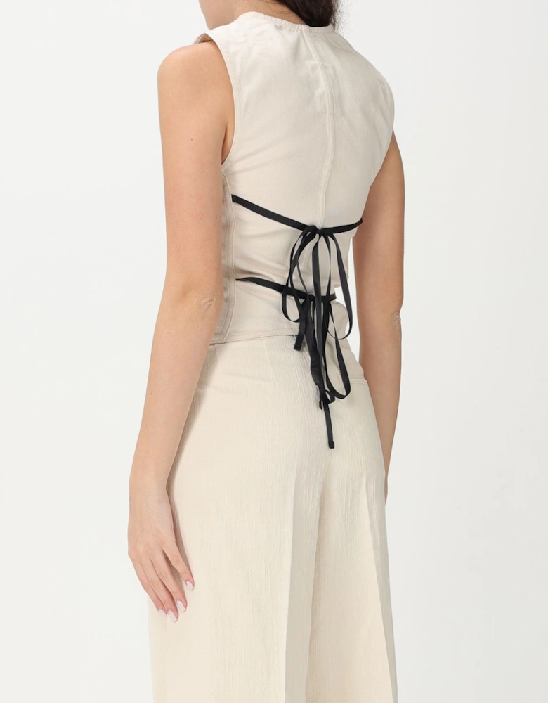 Sleeveless Collared Vest Button Closure