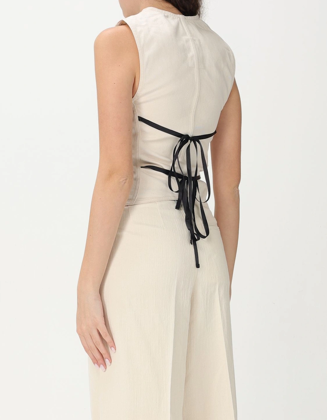 Sleeveless Collared Vest Button Closure
