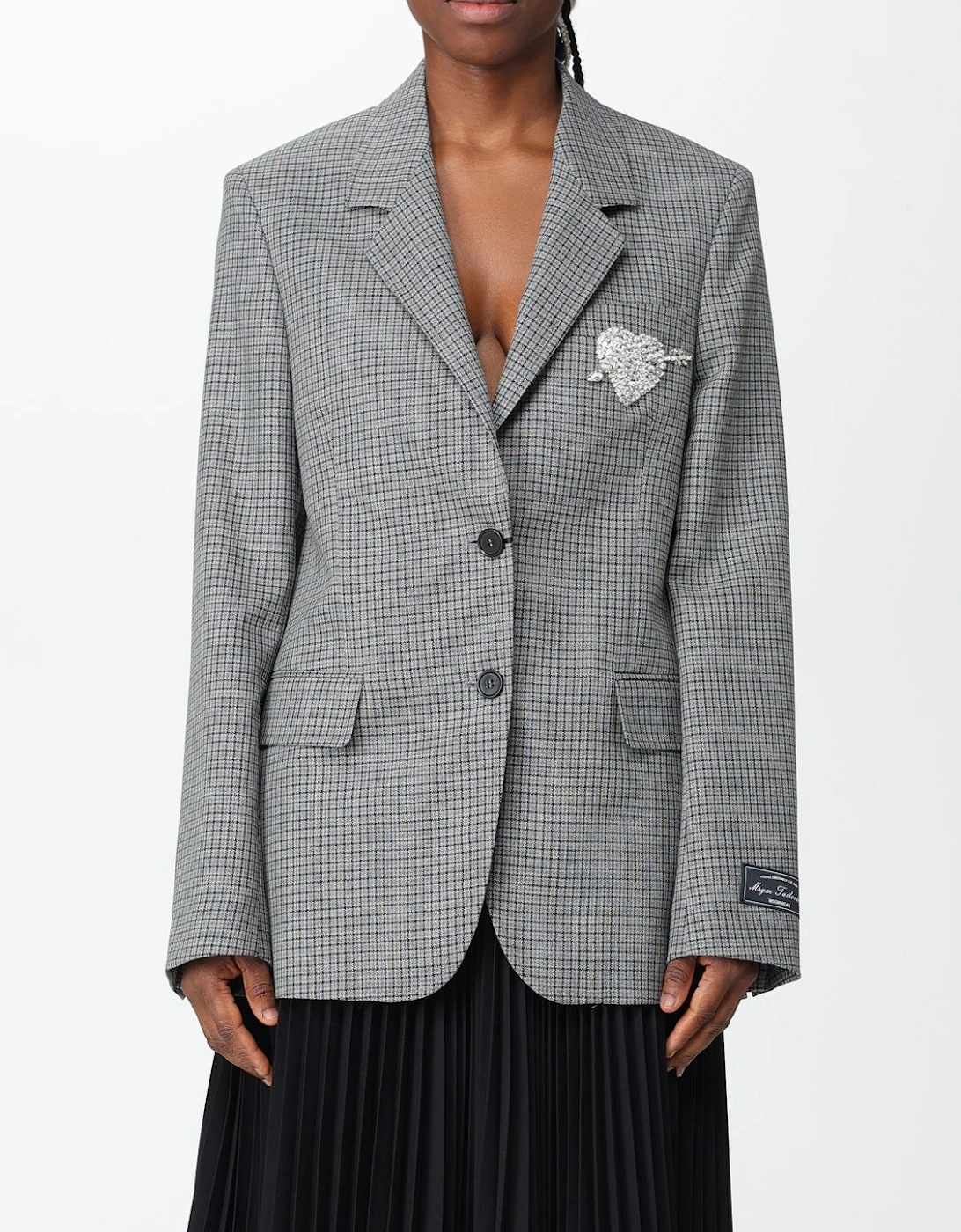 Checkered Blazer Crystal Heart Brooch, 5 of 4