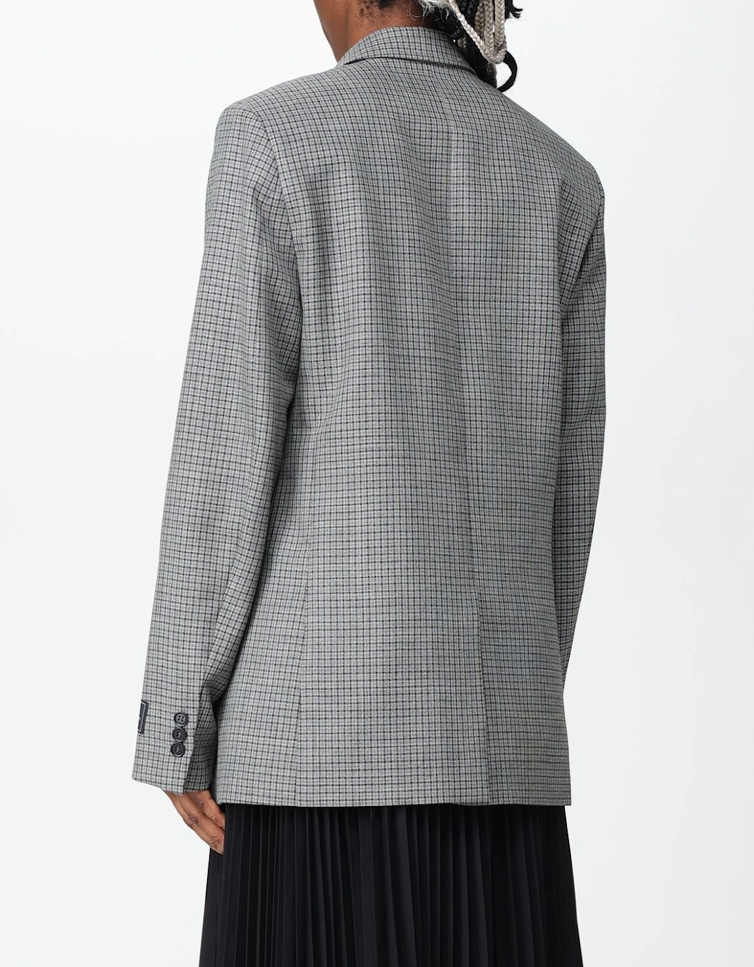 Checkered Blazer Crystal Heart Brooch