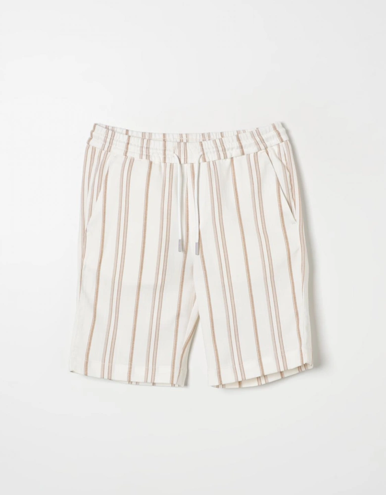 Striped Linen Shorts Drawstring Waist