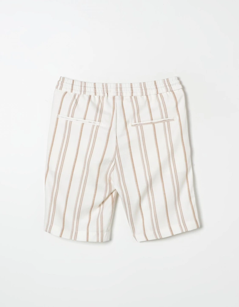 Striped Linen Shorts Drawstring Waist