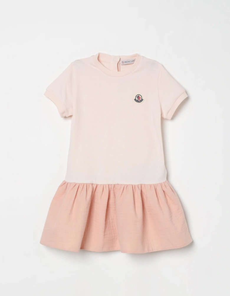 Girls Short Sleeve Ruffled Hem Dress