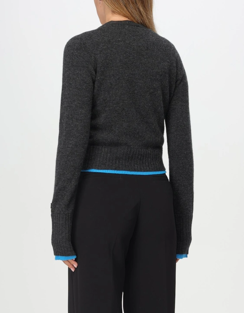 Cropped Merino Wool VNeck Cardigan