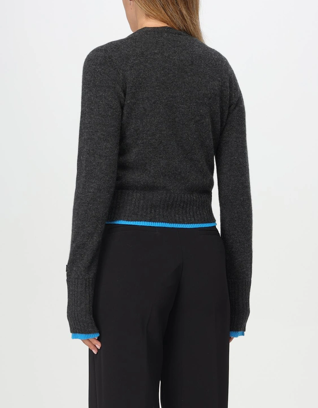 Cropped Merino Wool VNeck Cardigan
