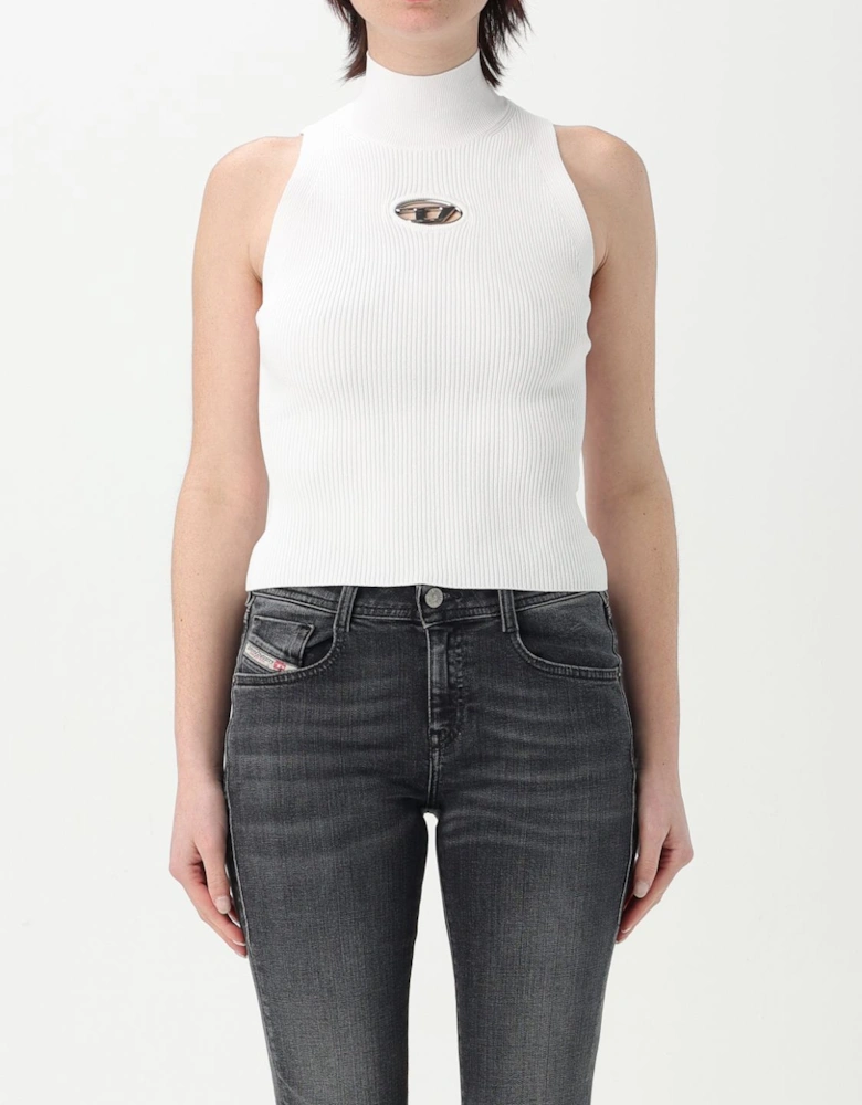 Ribbed Knit Sleeveless Top with Cutout
