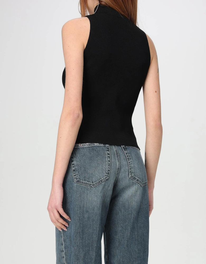 Ribbed Knit Sleeveless Top with Cutout