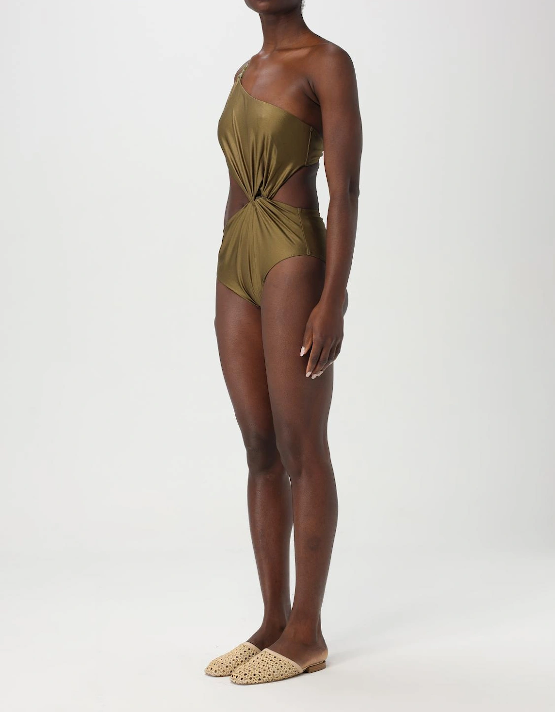 OneShoulder Knotted Cutout Swimsuit