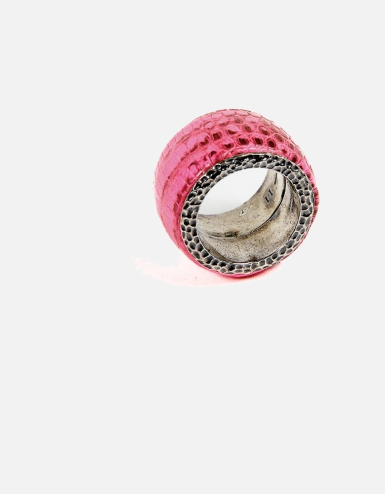 Intrecciato Ring Pink Leather Style