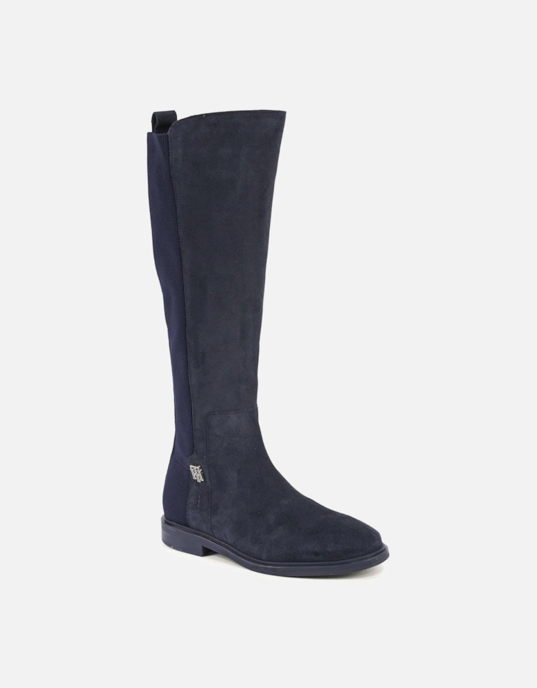 Suede High Ankle Boots with Detail