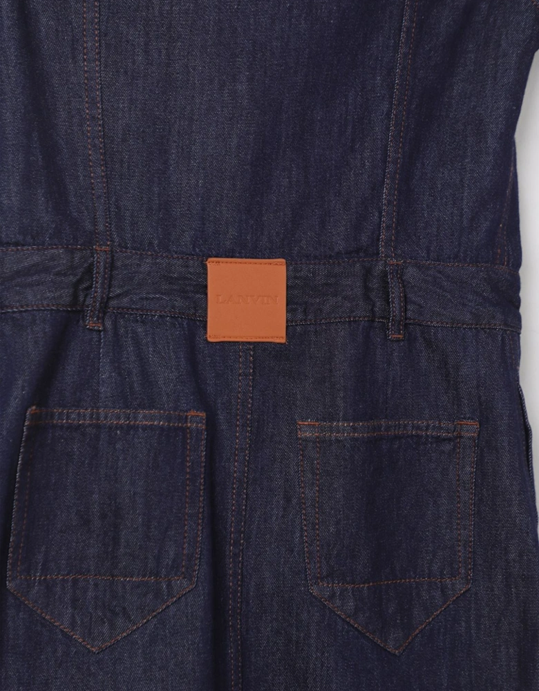 Denim Mini Dress Frayed Hem