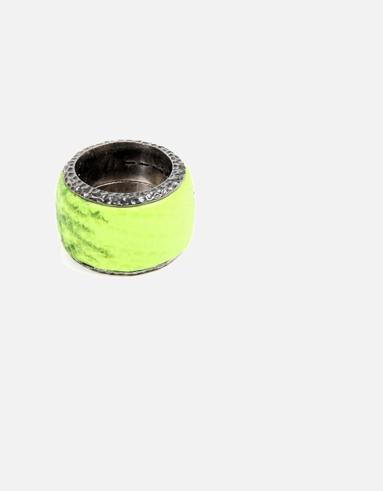 Intrecciato Leather Ring Lime Green