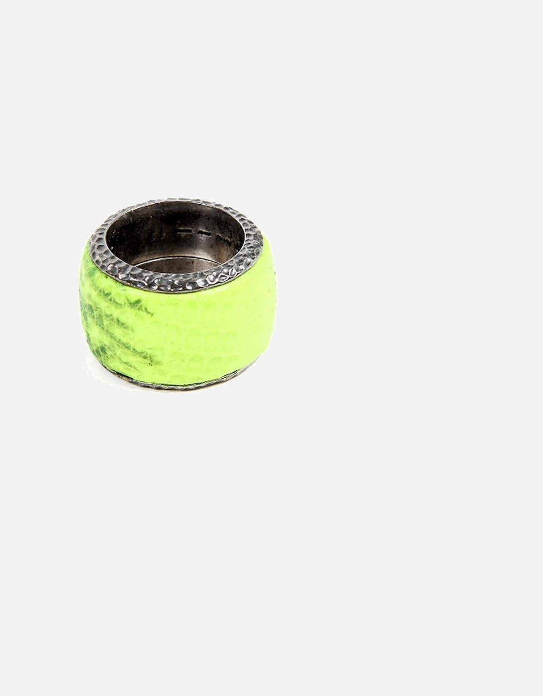 Intrecciato Leather Ring Lime Green
