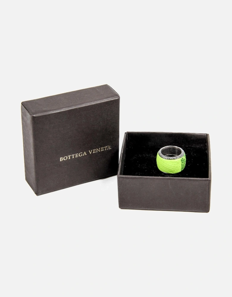 Intrecciato Leather Ring Lime Green