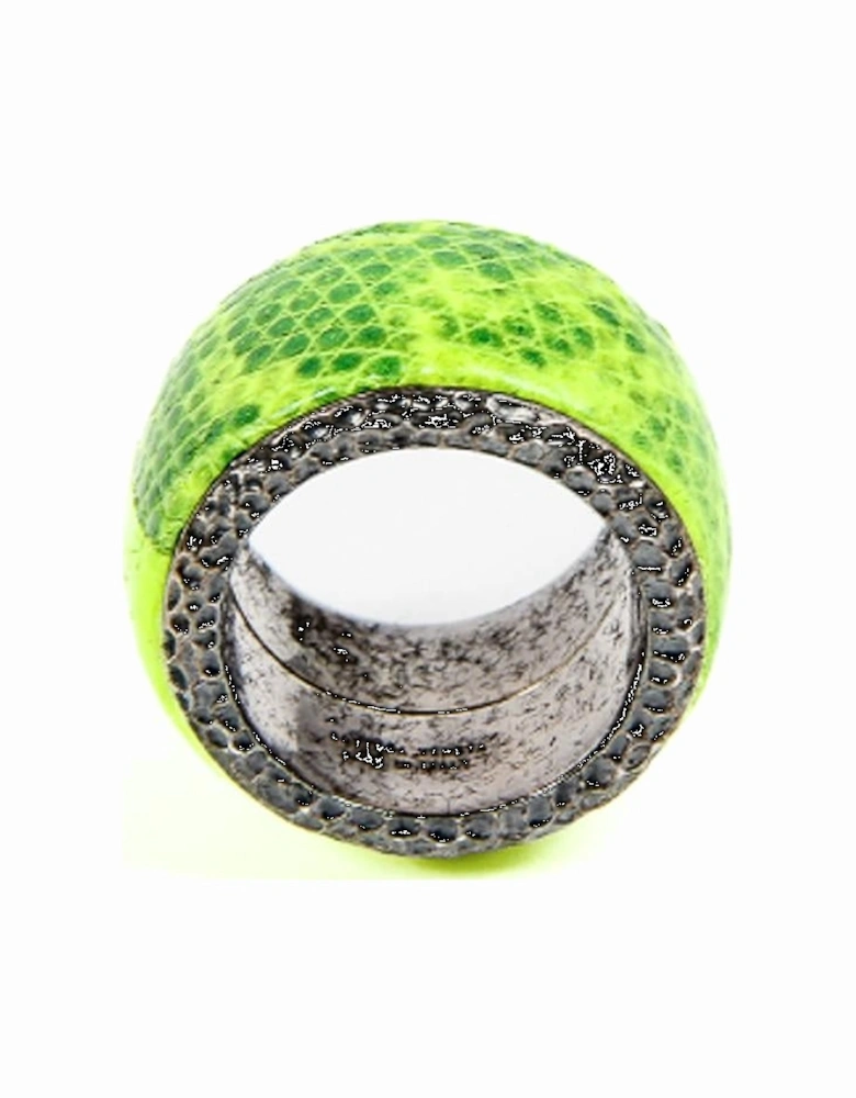 Intrecciato Leather Ring Lime Green