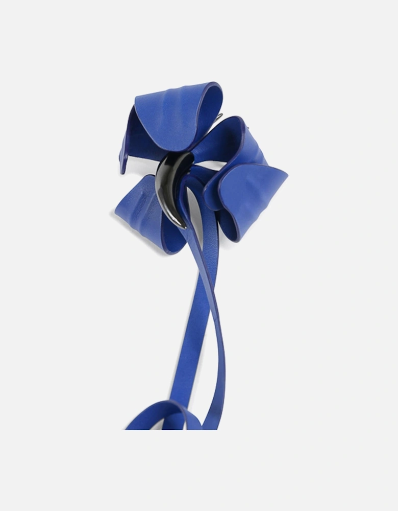 Lily Leather Belt Blue Flower Detail