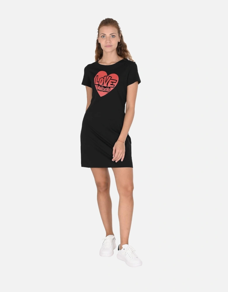 Heart Print Mini Dress Short Sleeves