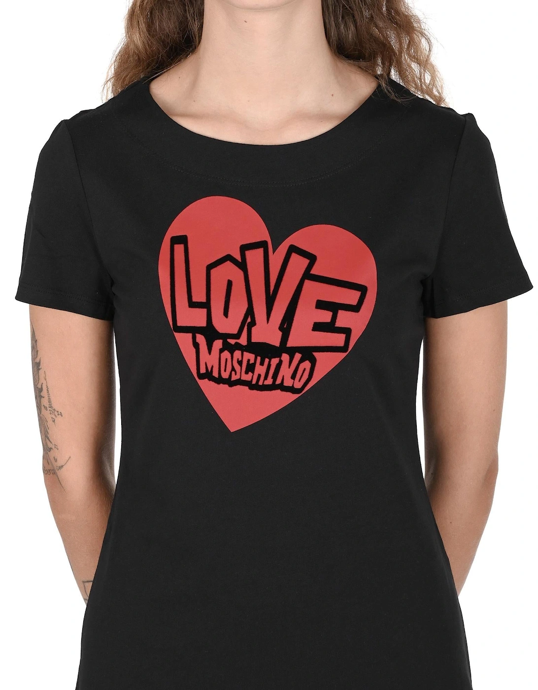 Heart Print Mini Dress Short Sleeves