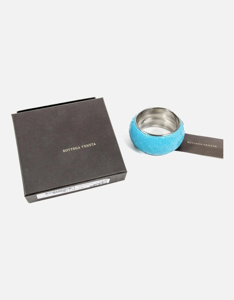 Intrecciato Leather Cuff Turquoise