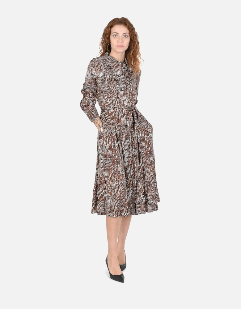 Jeniffer Animal Print Midi Shirt Dress