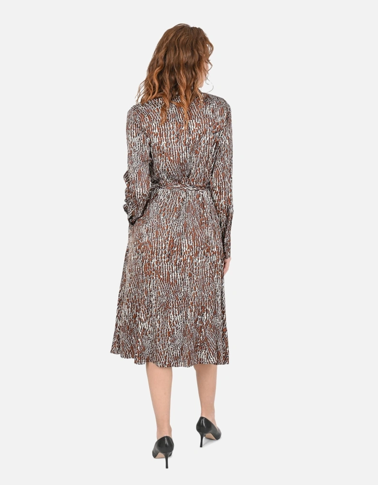Jeniffer Animal Print Midi Shirt Dress