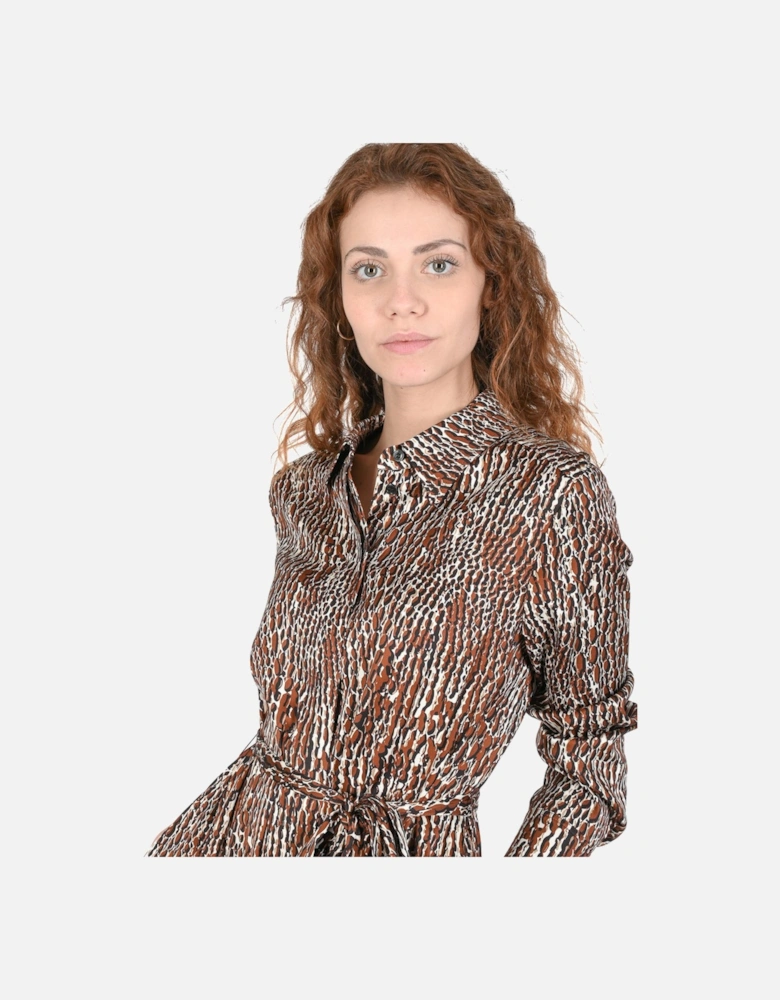 Jeniffer Animal Print Midi Shirt Dress