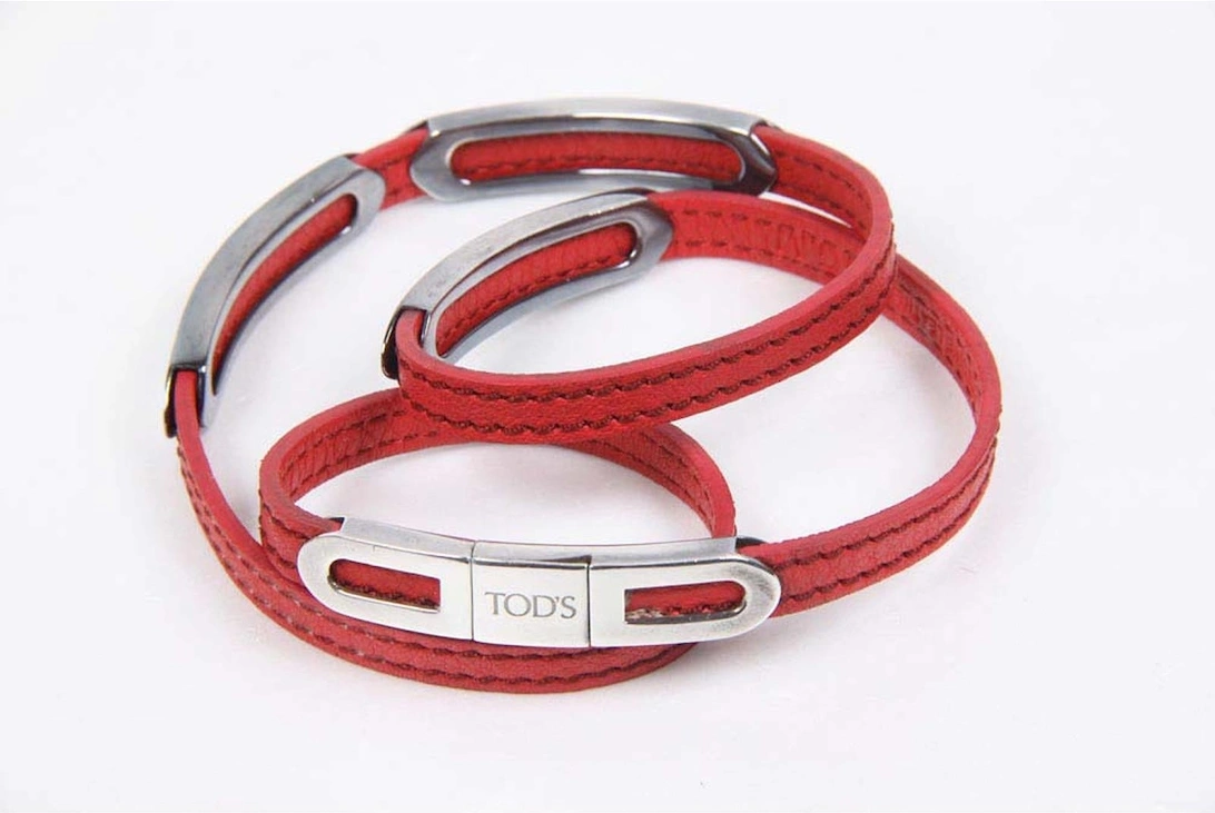 Double Wrap Leather Bracelet Red
