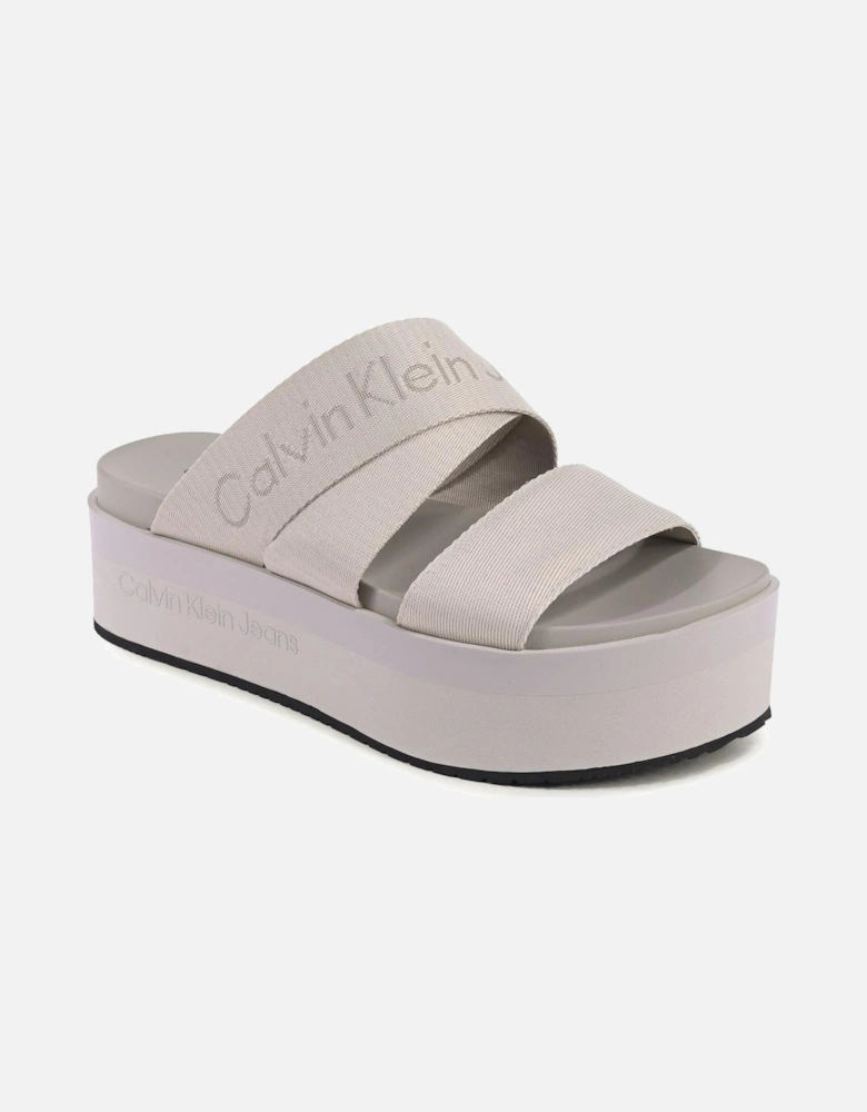 Platform Sandals with Fabric Straps