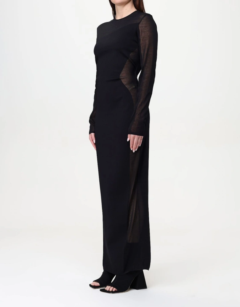 Long Sleeve Sheer Panel Maxi Dress
