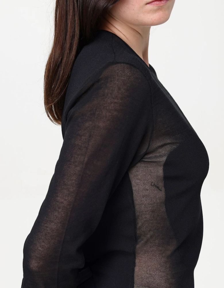 Long Sleeve Sheer Panel Maxi Dress