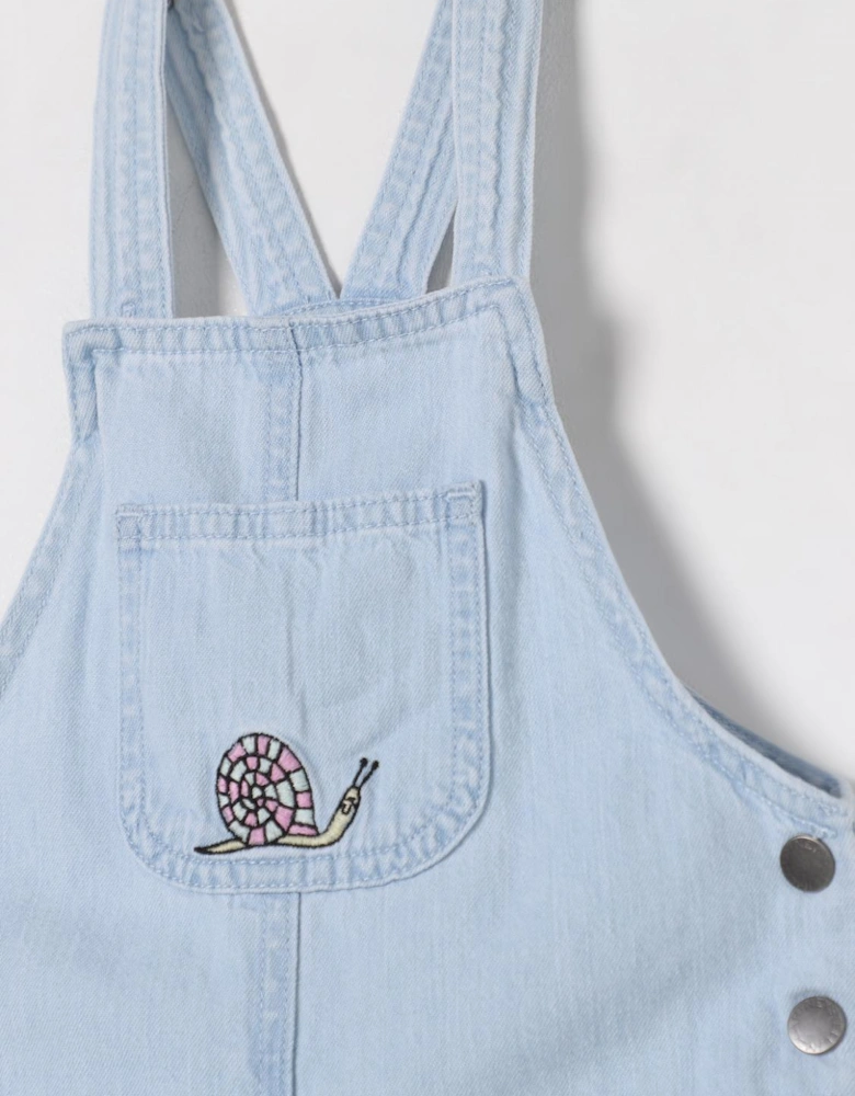 Kids Denim Overall Embroidered Garden