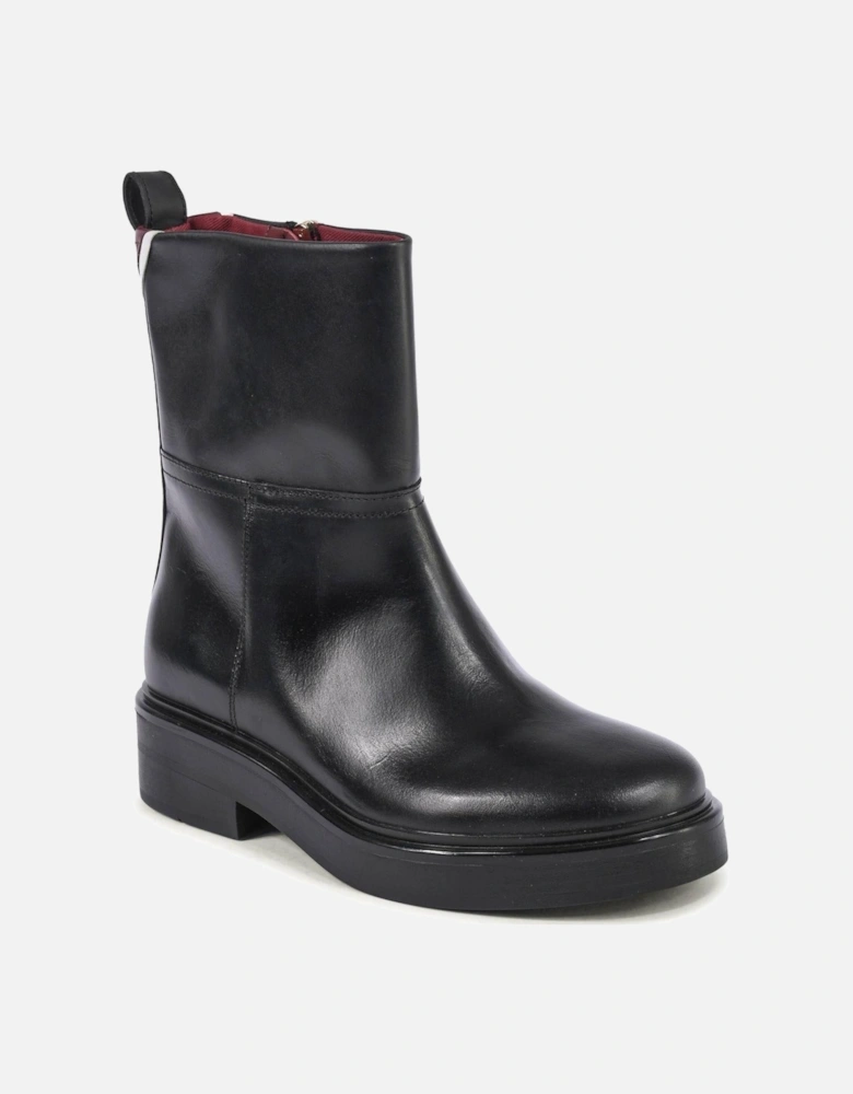 Leather Ankle Boots Zip Closure