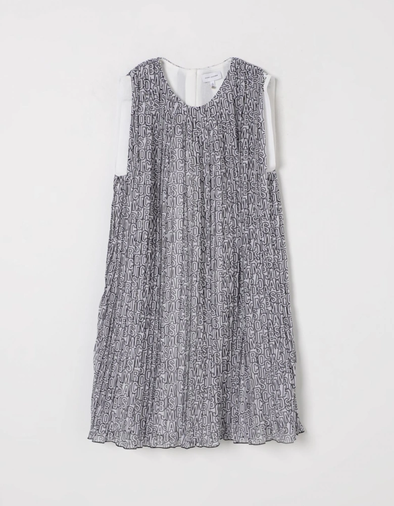 Pleated AllOver Print Dress