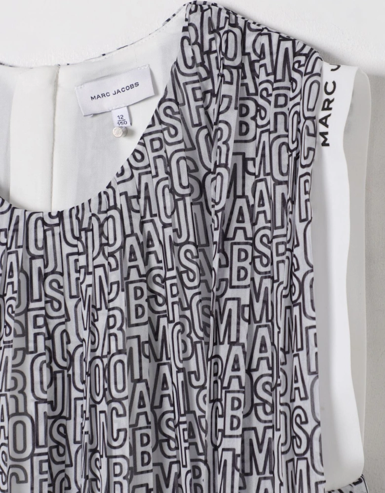 Pleated AllOver Print Dress