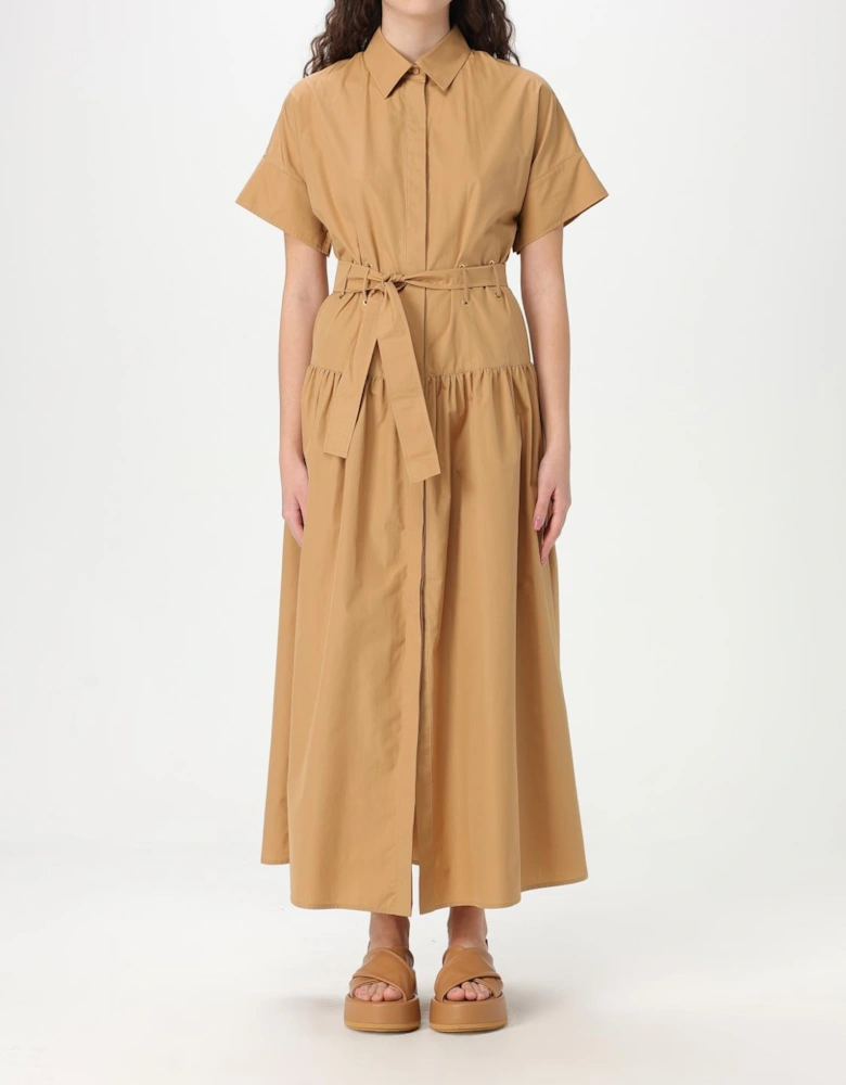 Shirt Dress Tiered Cotton Midi