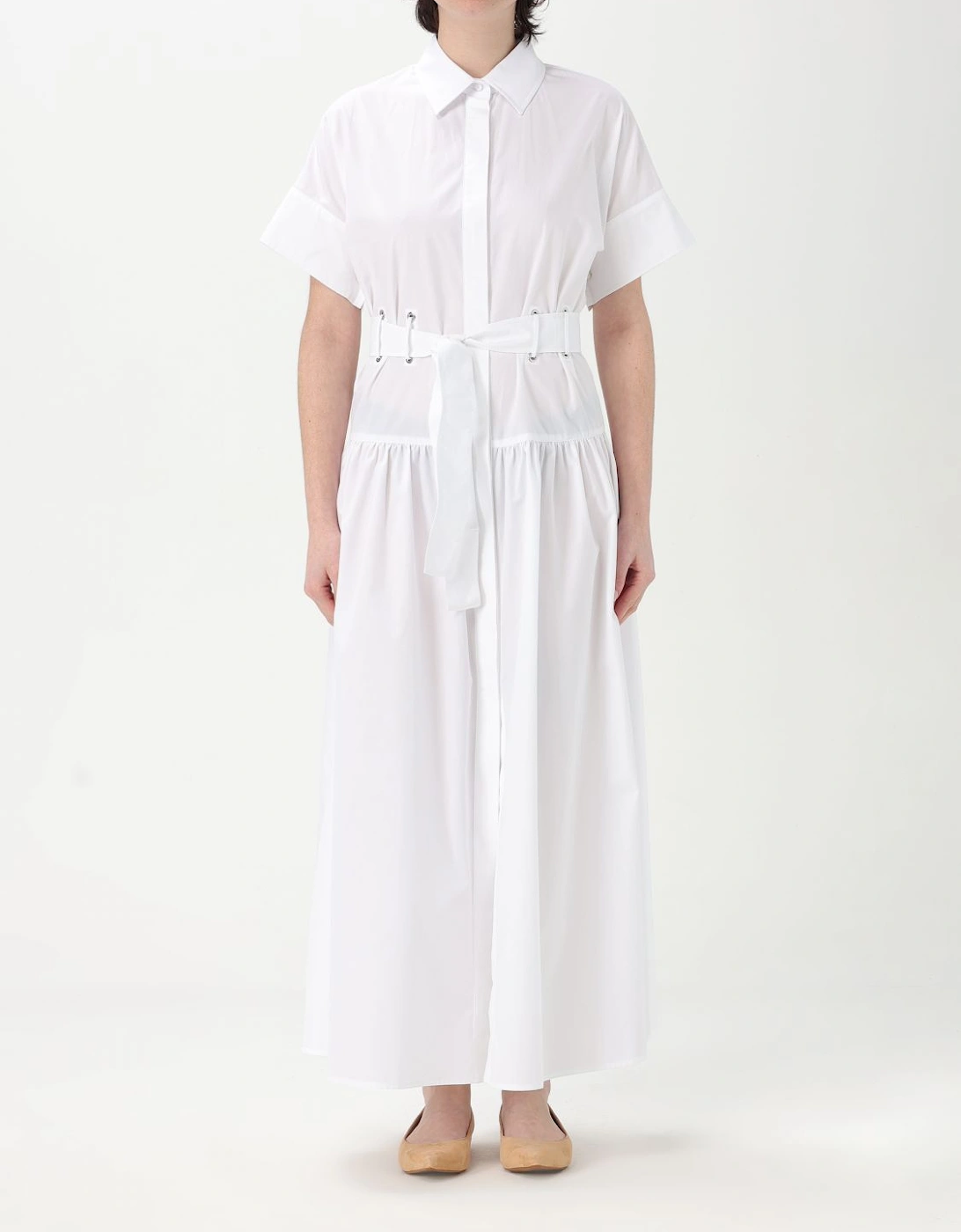 Shirt Dress Tiered Cotton Midi