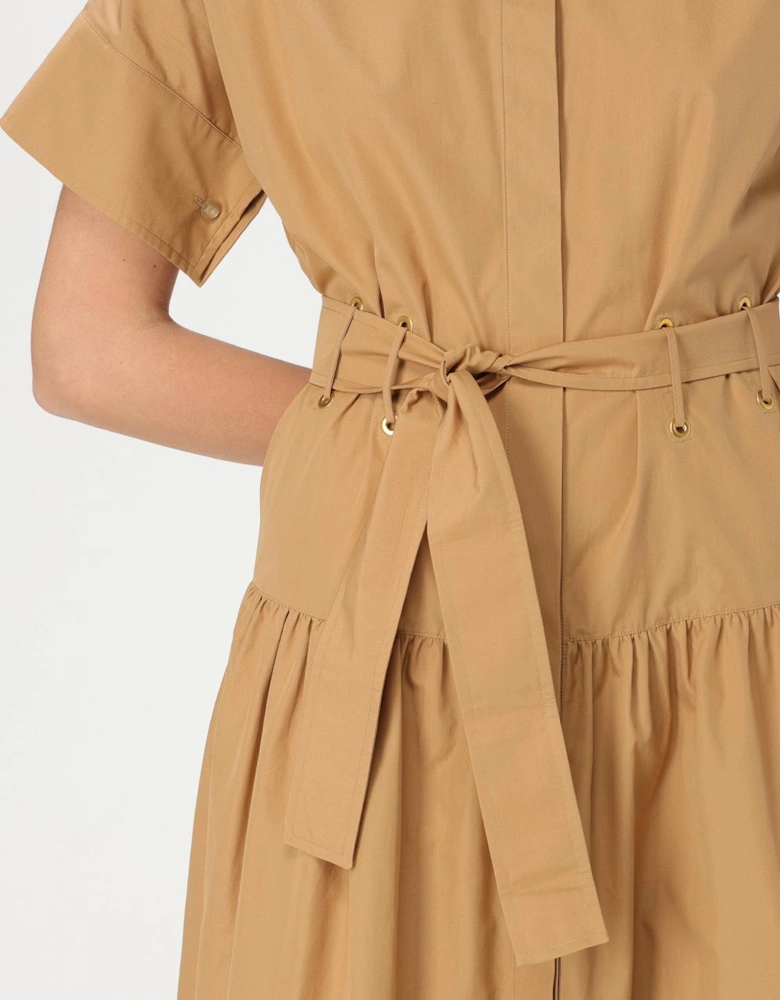 Shirt Dress Tiered Cotton Midi