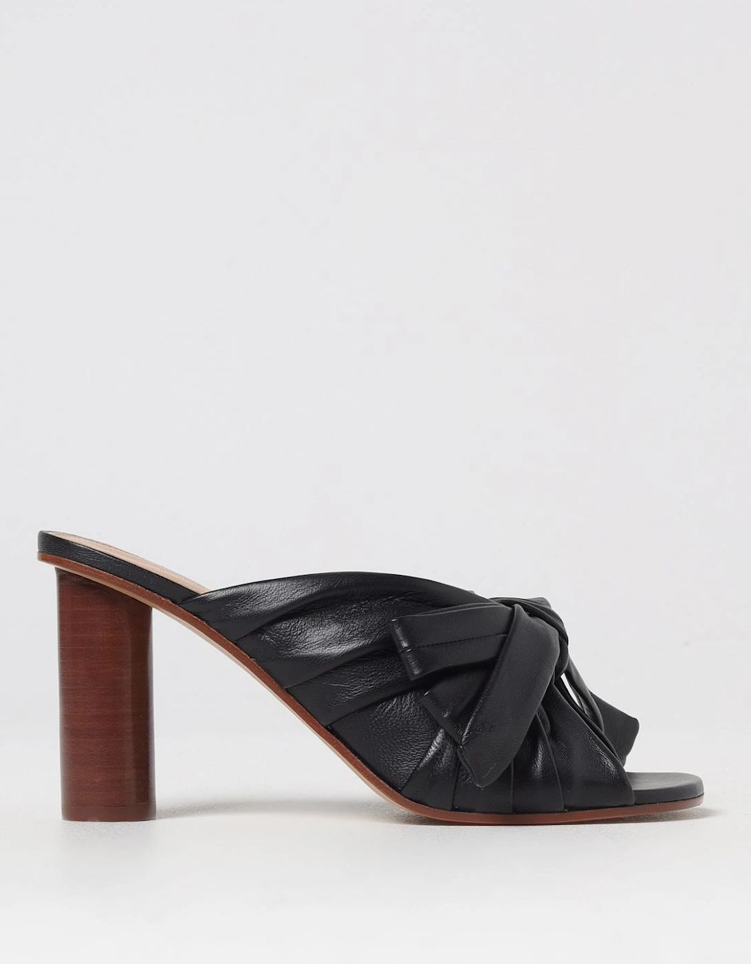 Leather Bow Mules Mid Heel, 5 of 4