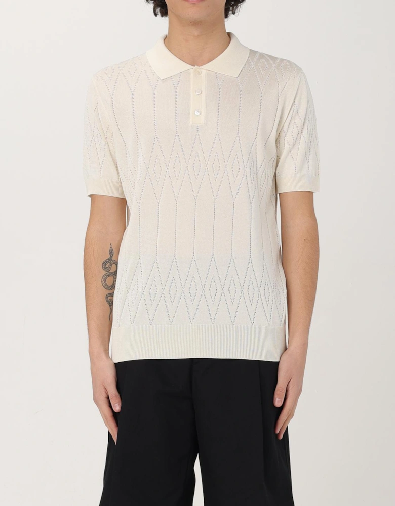 Knit Diamond Pattern Polo Shirt