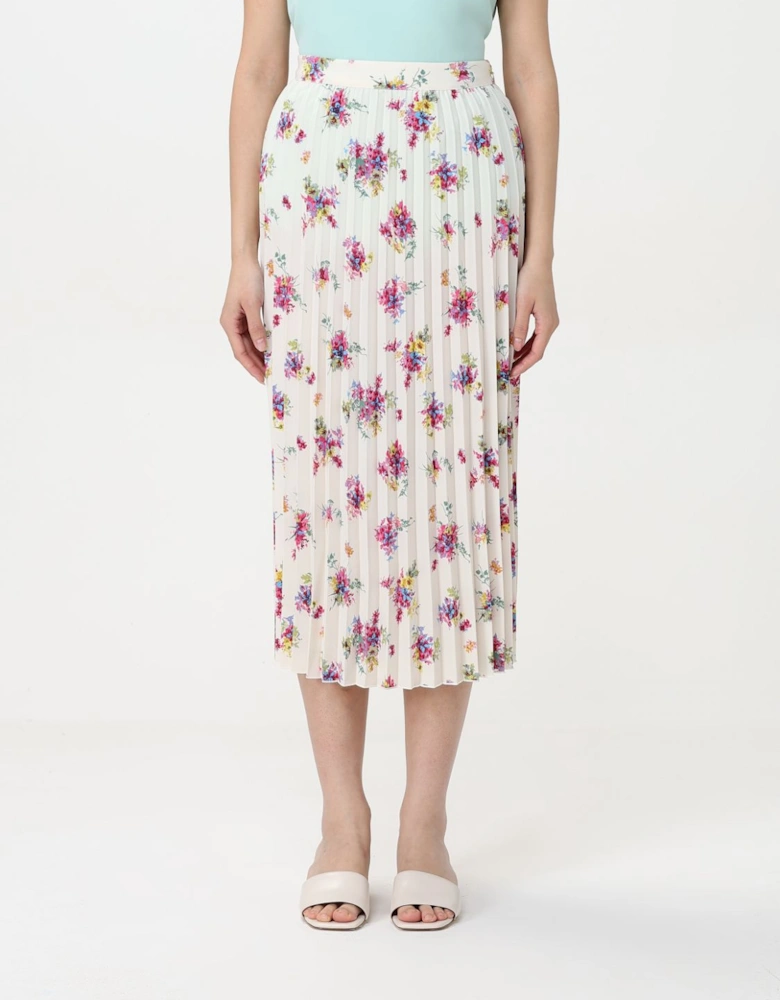 Floral Print Pleated Midi Skirt