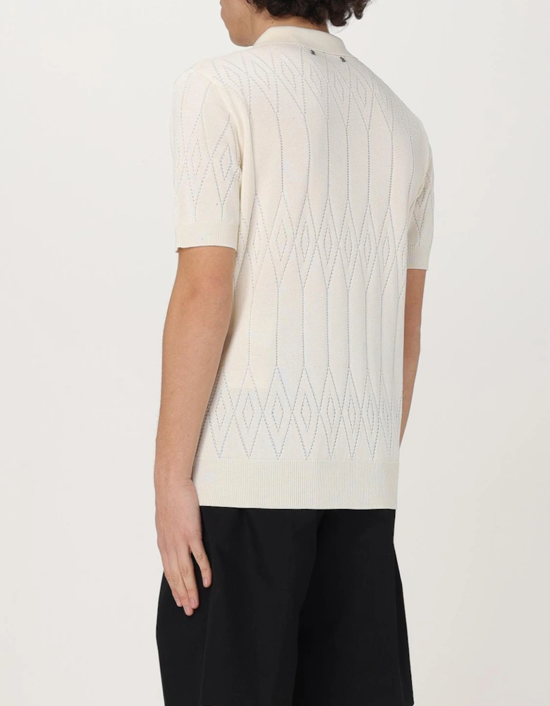 Knit Diamond Pattern Polo Shirt