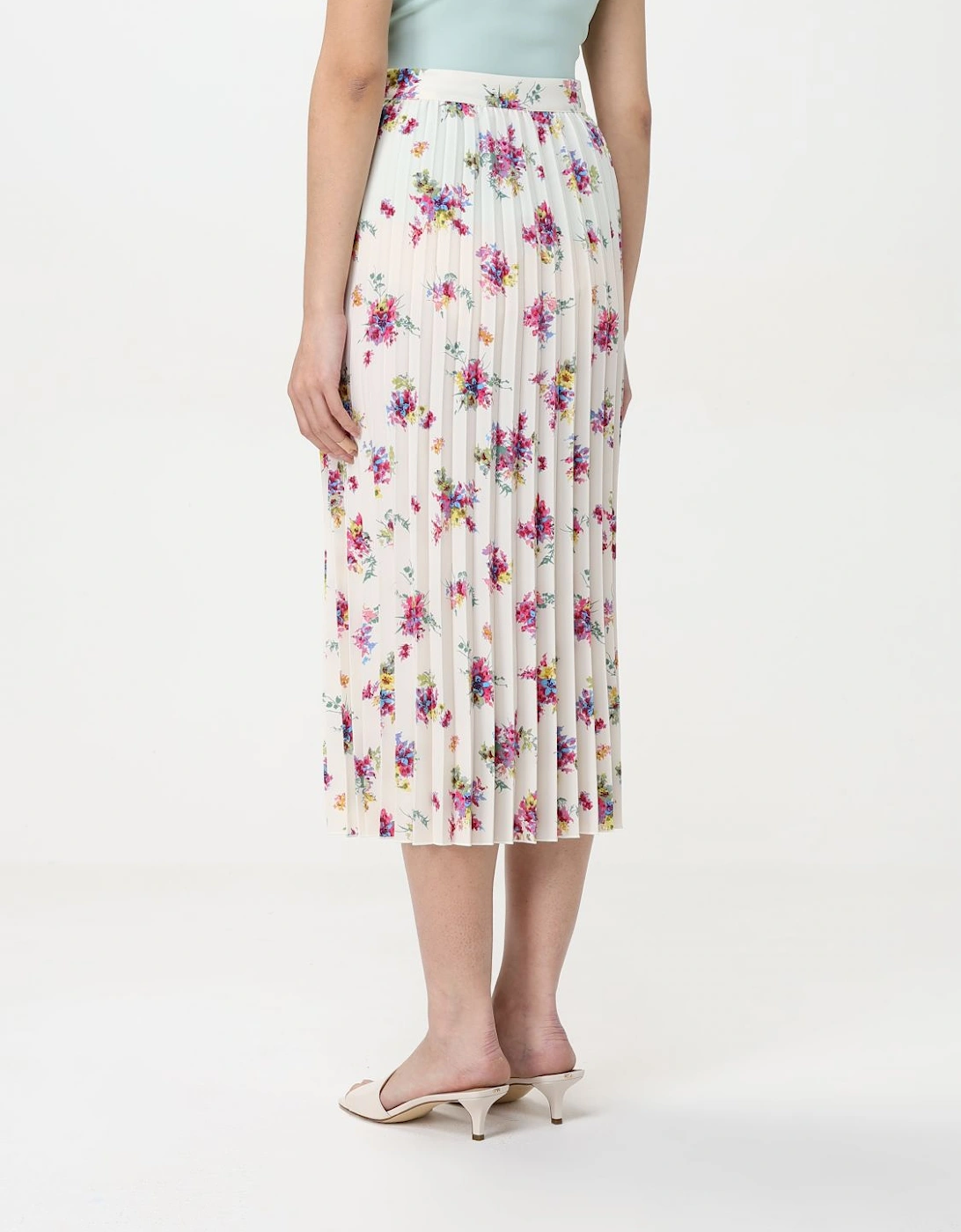 Floral Print Pleated Midi Skirt