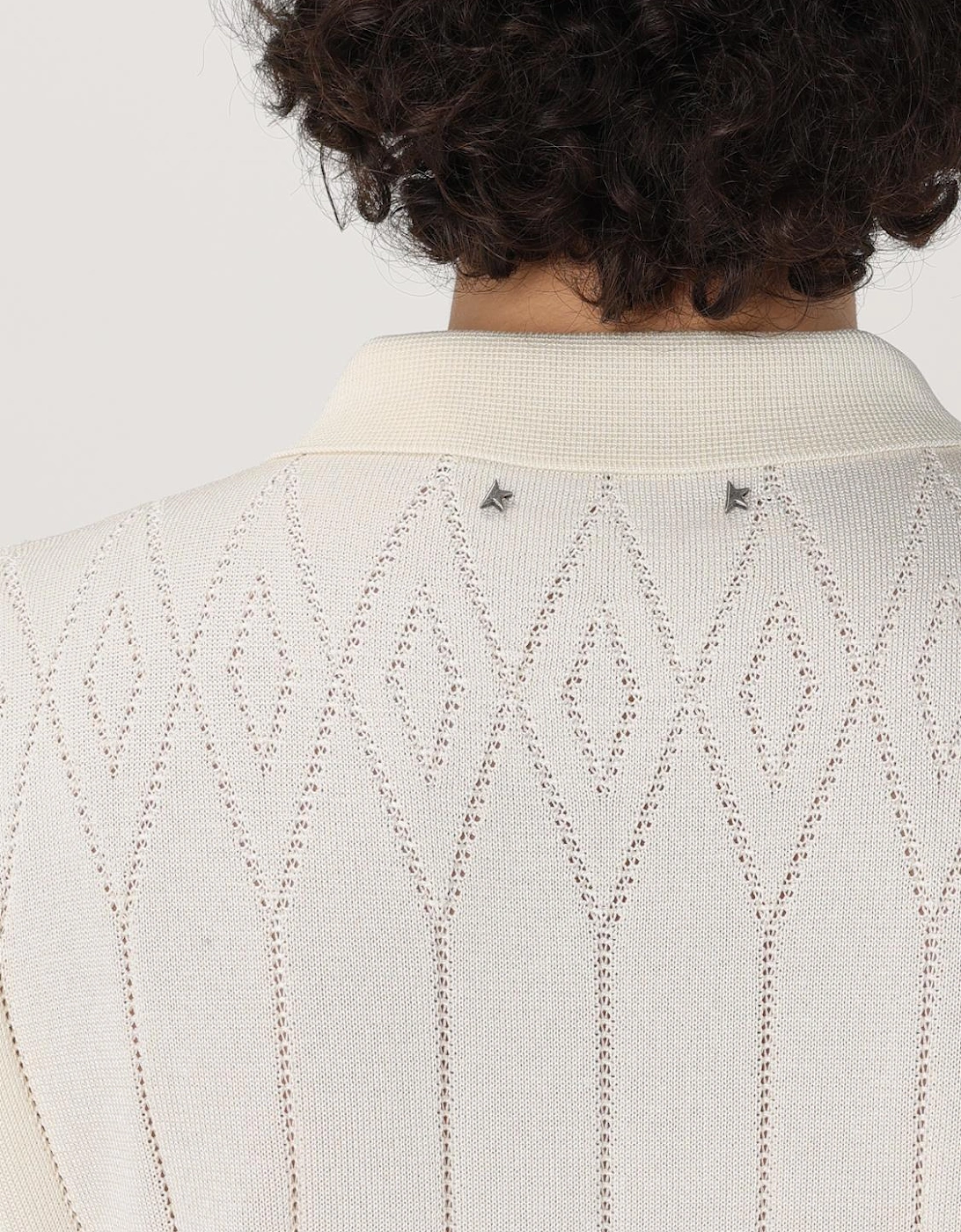 Knit Diamond Pattern Polo Shirt