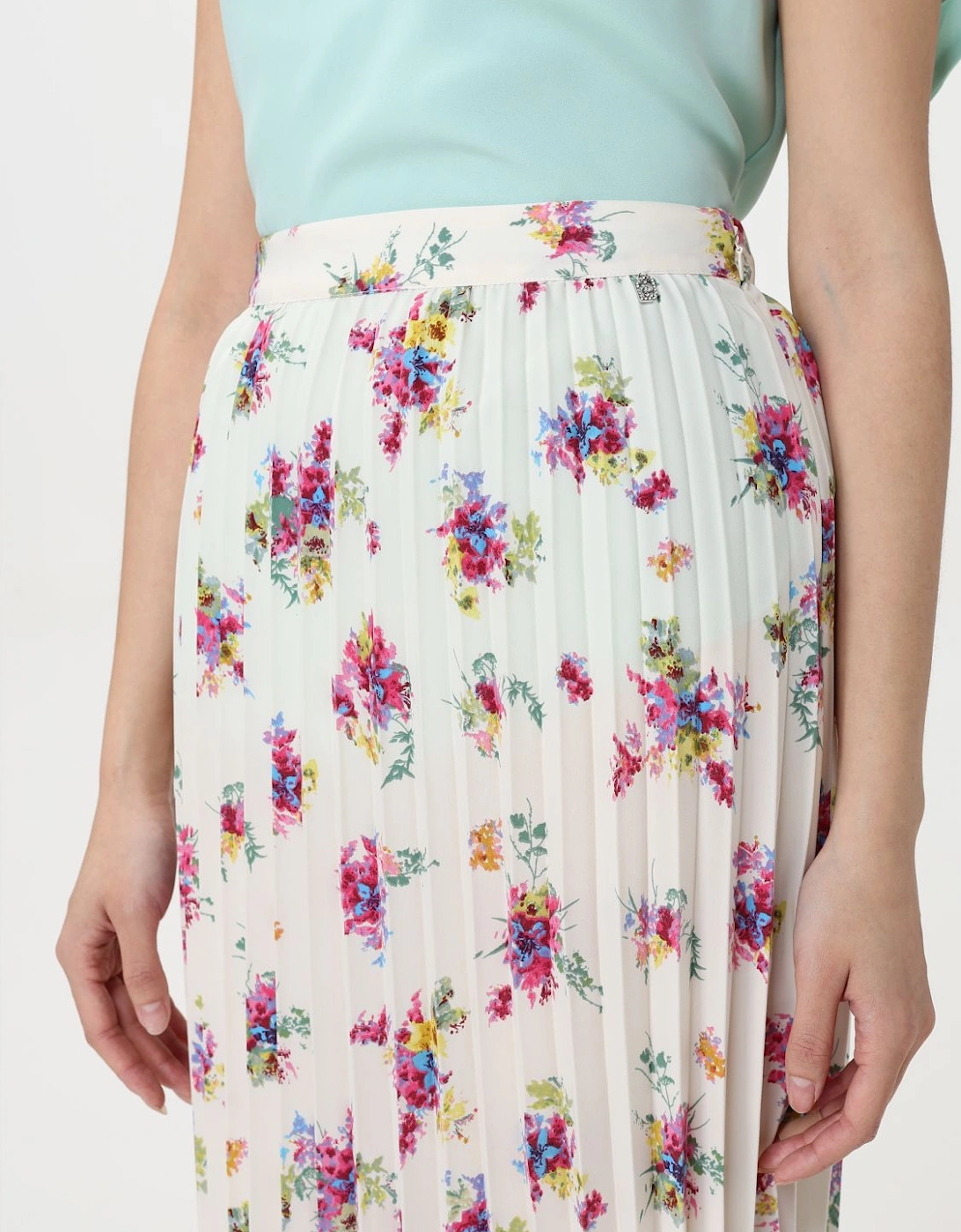 Floral Print Pleated Midi Skirt