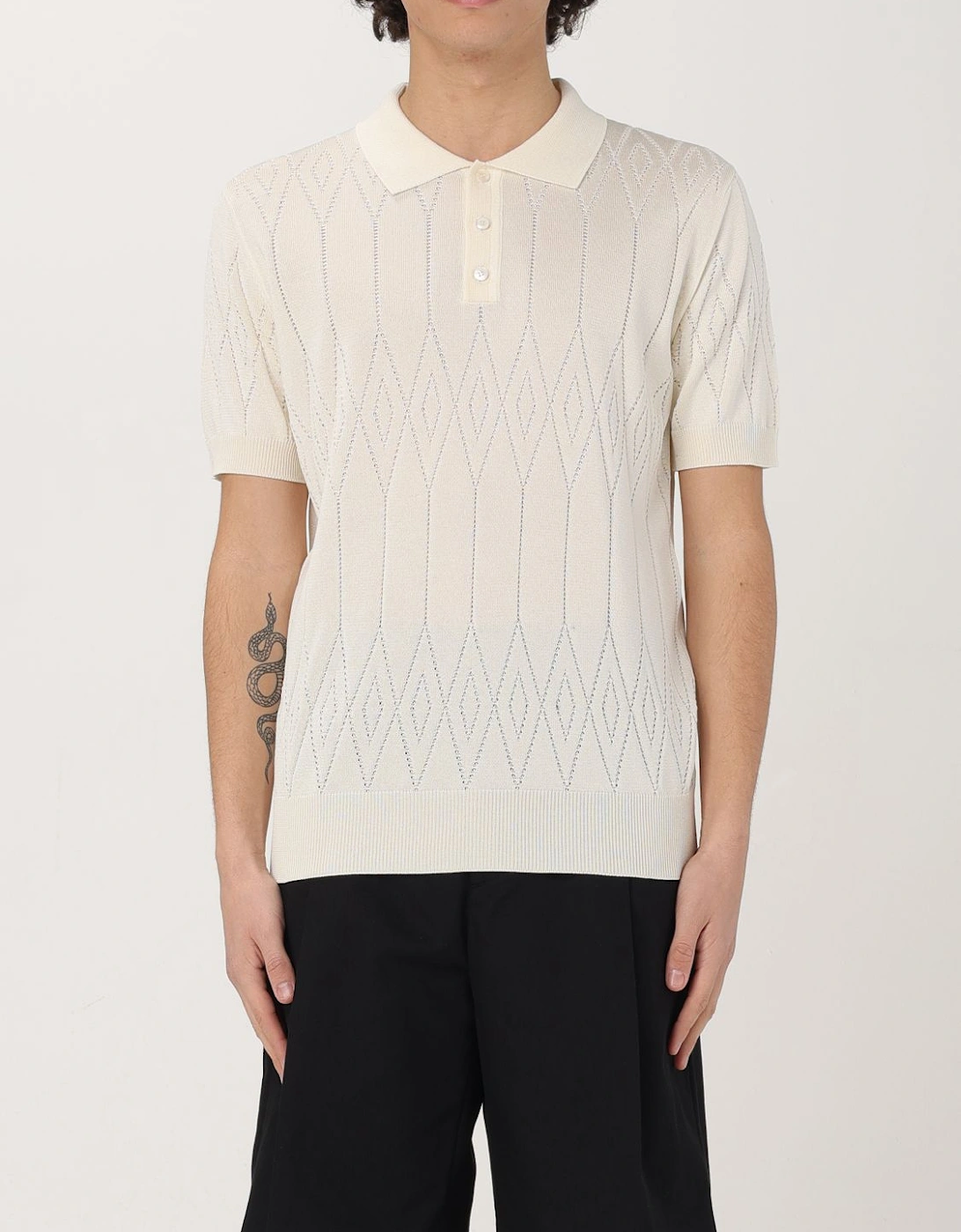 Knit Diamond Pattern Polo Shirt, 11 of 10