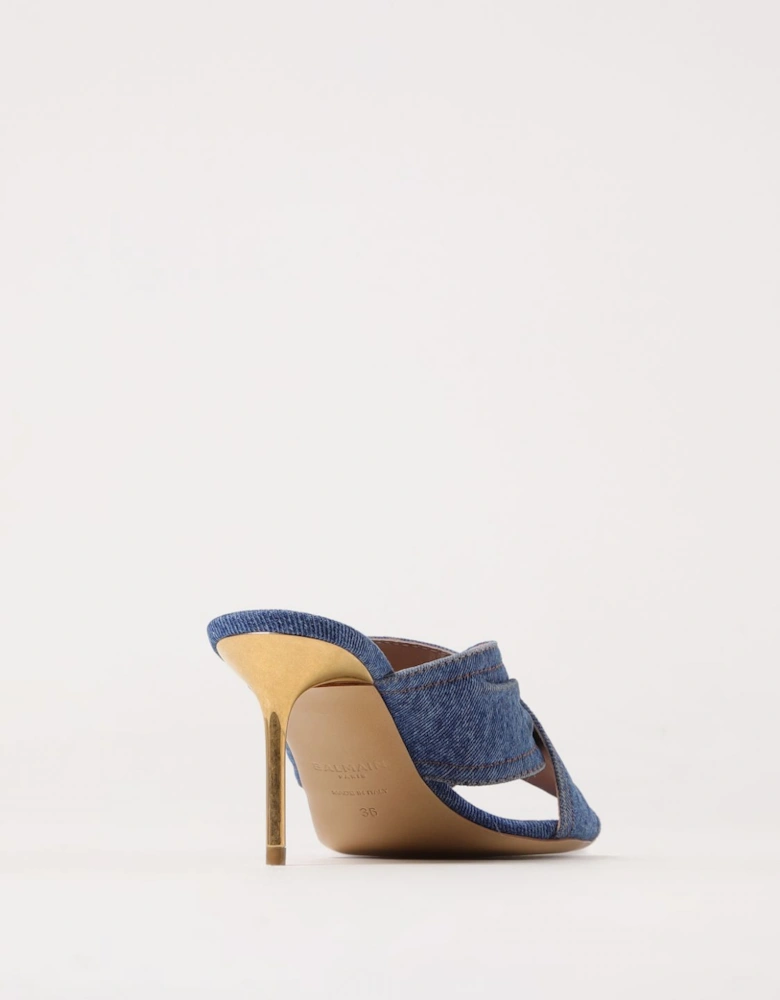 Denim Mules Safety Pin Detail