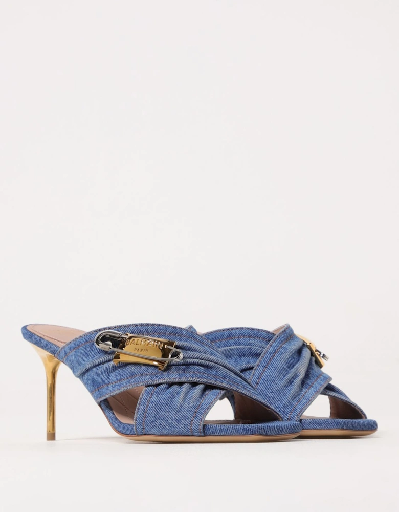 Denim Mules Safety Pin Detail