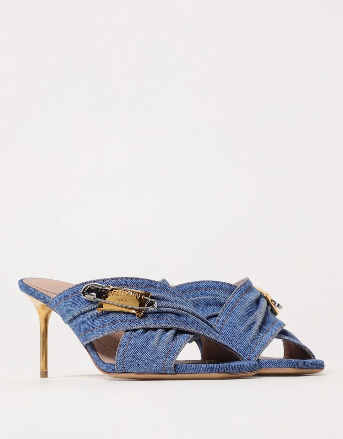 Denim Mules Safety Pin Detail