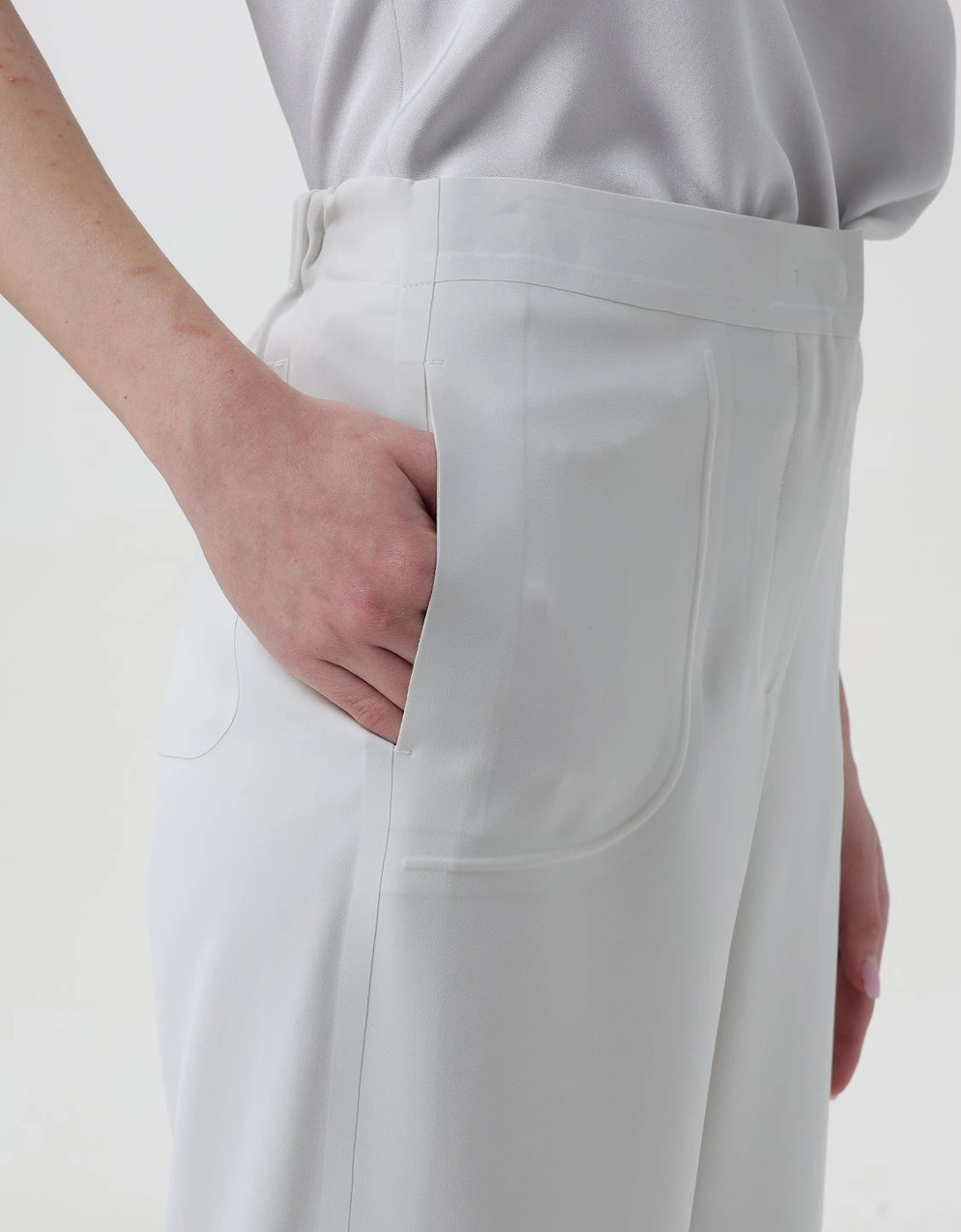 Wide Leg Trousers Patch Pockets